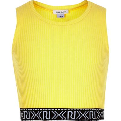 Girls yellow branded crop top